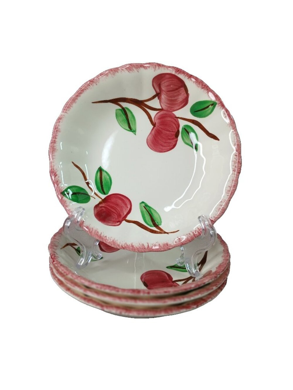4 Blue Ridge Southern Pottery 4 Sauce Dessert Fruit Bowls Vintage Crab Apple